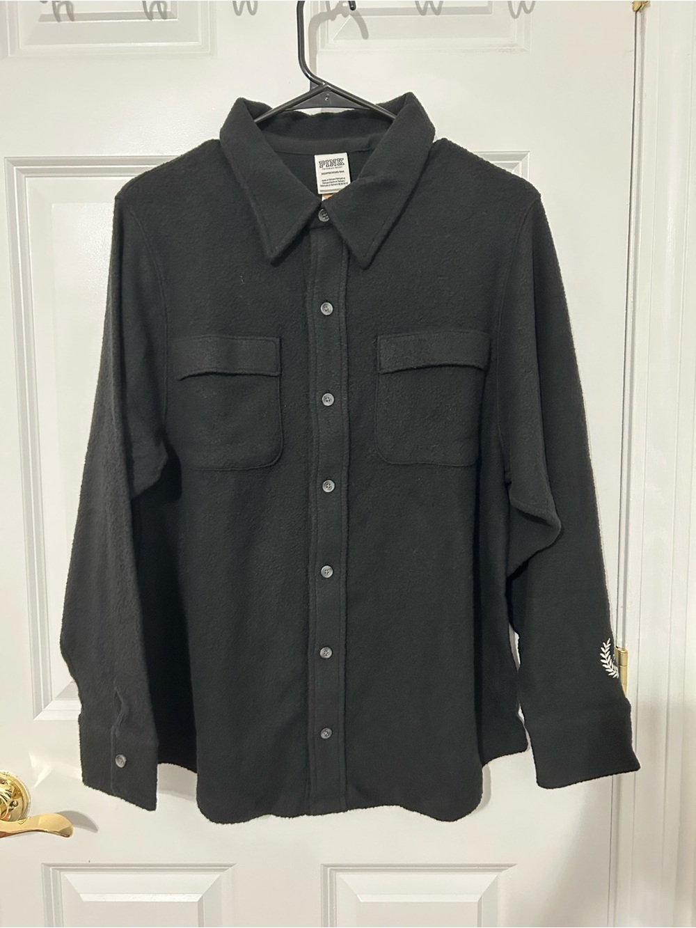 Victoria’s Secret PINK button up flannel shirt in black